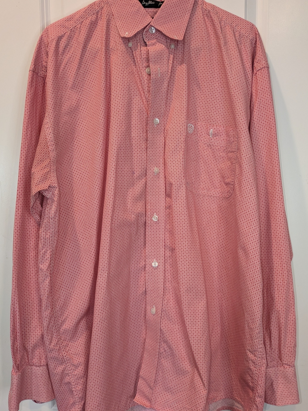 George Strait Wrangler Shirt Mens 2XL Red Geometric Print Western Button Front